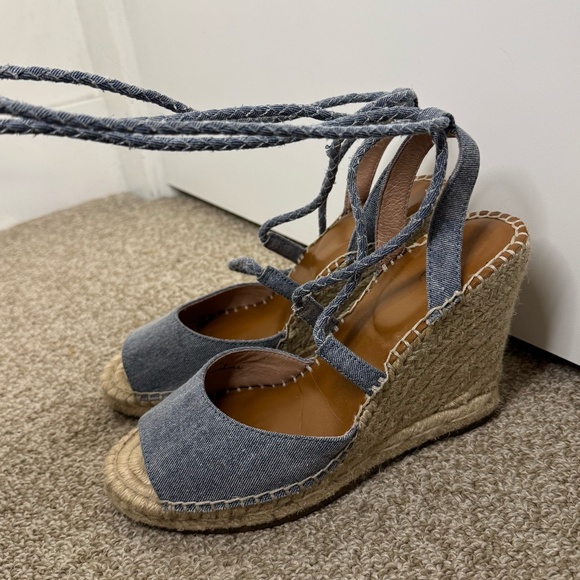 Joie “Phyllis” Espadrille Wedges - Denim Blue - Size 37.5 / 7.5 US (Nordstrom) - Picture 5 of 10